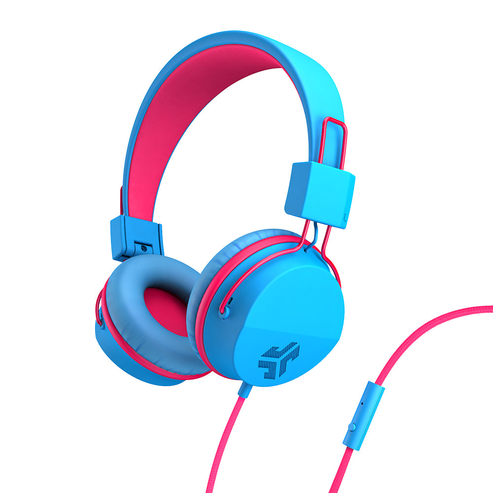 JLab JBuddies Studio On Ear Kids Wired Headphones Blue Pink