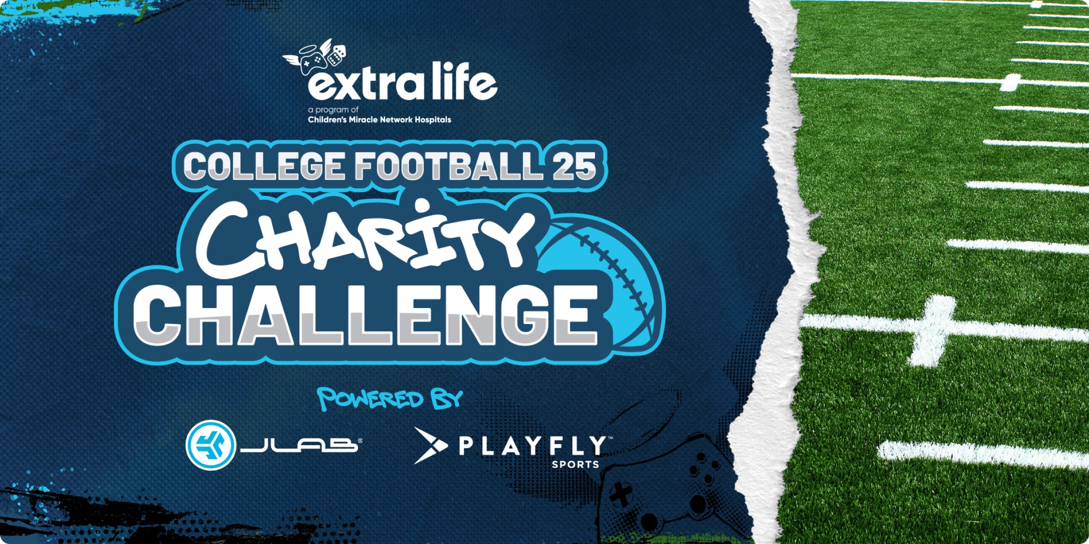 College football charity challenge flyer