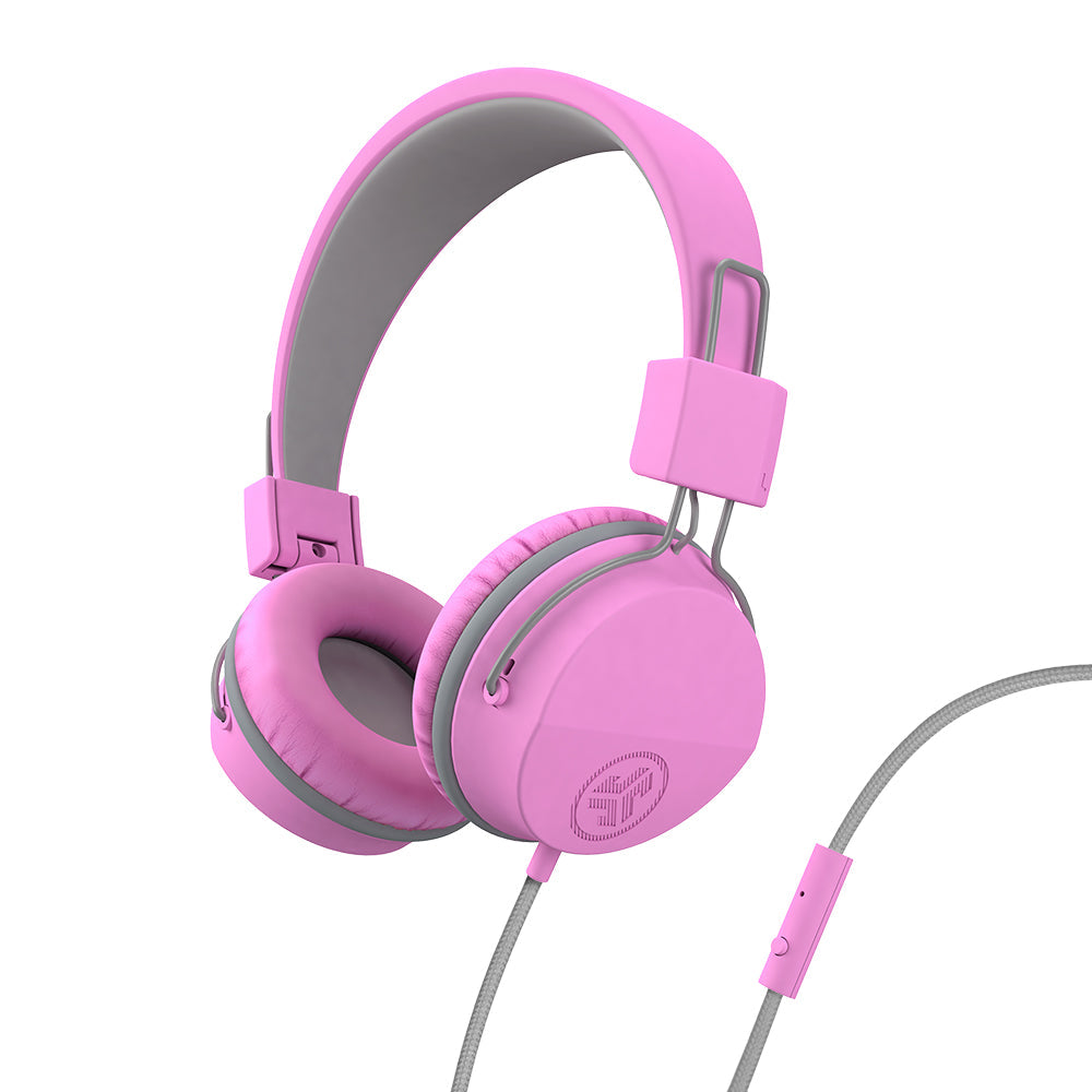 JLab JBuddies Studio On-Ear Kids Wired Headphones Pink/Gray